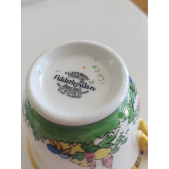 Antique Adderley Ware England Silver Birch Bone China Teacup & Saucer 1910-1919 - Picture 12 of 13